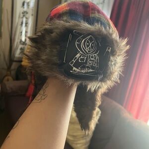 Faux Fur Lined Trapper Hat